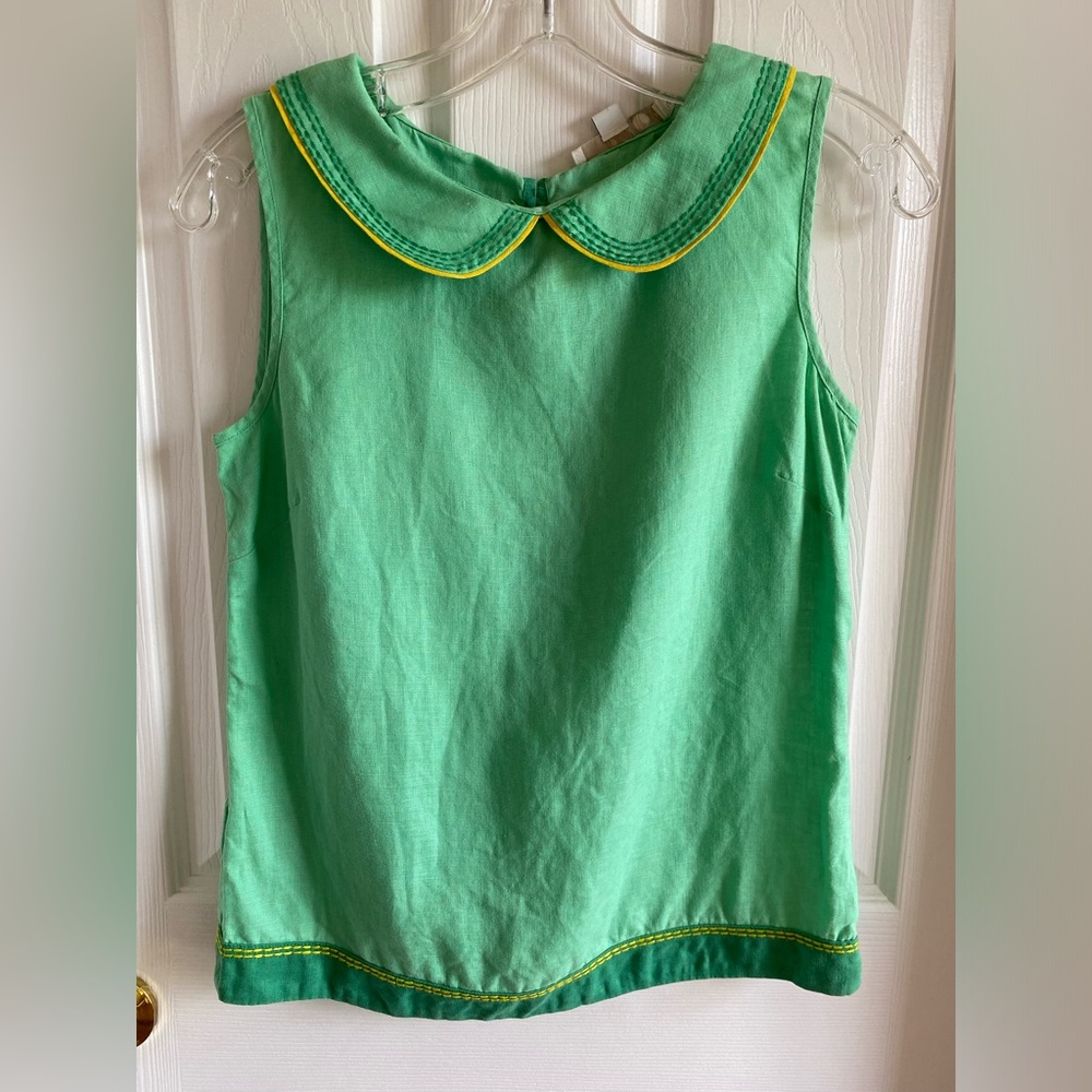 Boden Green Tank Top with Yellow Trim